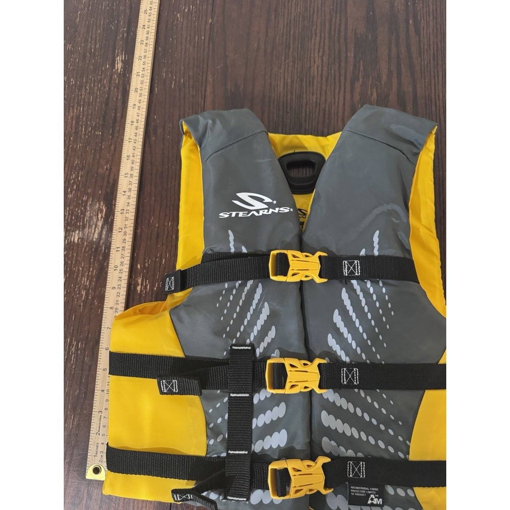 Stearns Youth Life Jacket US Coast Guard Approved 50-90 lbs Yellow Gray PFD - Picture 6 of 6